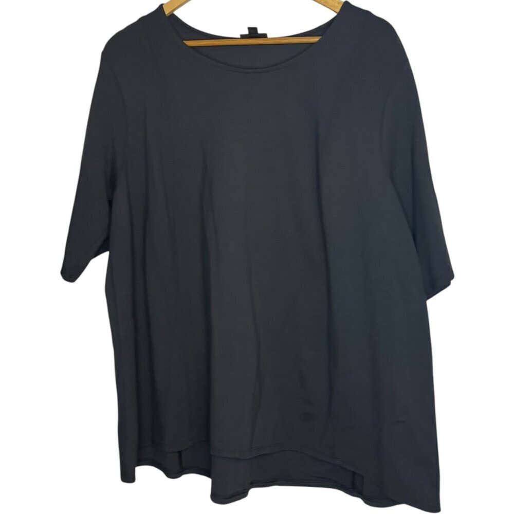J. Jill Short Sleeve Scoop Neck Top in Black